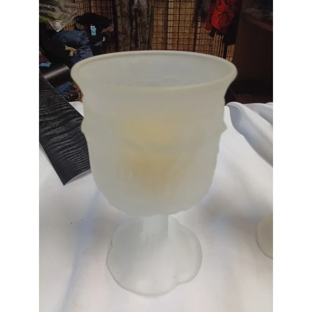 Vintage Frosted Glass Goblets Set of 2 - 25% Off Bundles